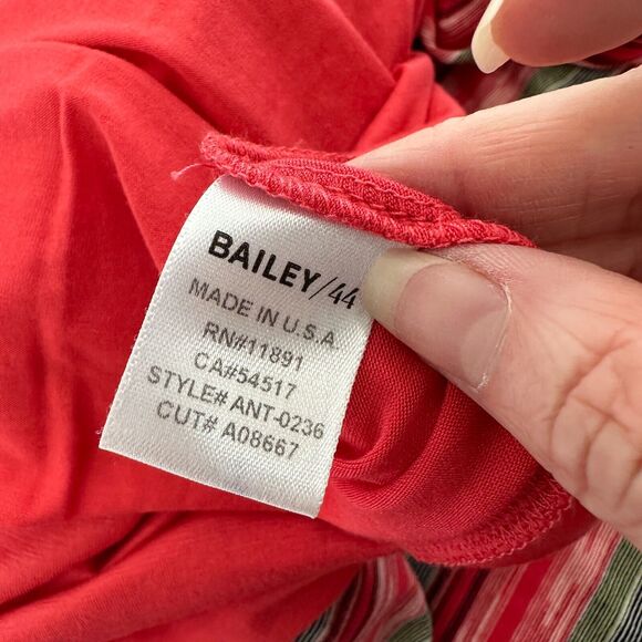 Bailey 44 Peach Blue & Green Striped Emile Sleeveless V-Neck Faux Wrap Dress XS - Picture 13 of 16